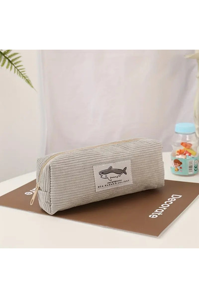 TATA CRAFT Shark Velvet Stationery Cosmetic Organization Zippered Pen Case