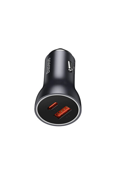Baseus Golden Contactor Max Dual Fast Charger Car Charger U+C 60W- Dark Gray