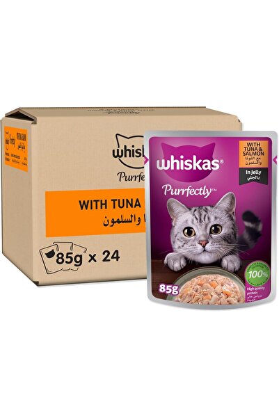 Whiskas طعام القطط الرطب من Purrfectly Fish، مع التونة والسلمون، للقطط البالغ...