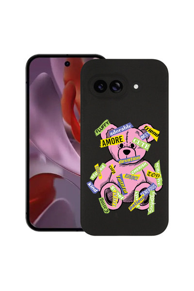 bestcase Carcasă subțire din silicon pentru Google Pixel 9a, Teddy Bear Amour...
