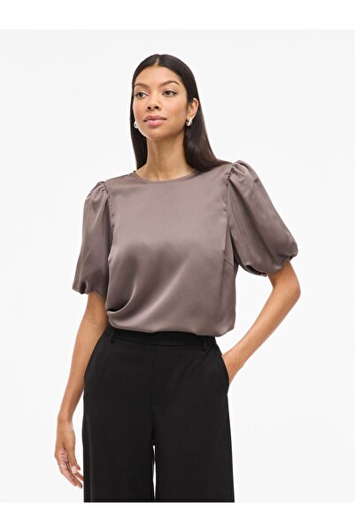 VILA Oberteil mit kurzen Ärmeln VIELLETTE Rundhals