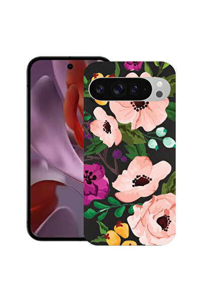 bestcase Carcasă subțire din silicon pentru Google Pixel 9 Pro XL, flori past...