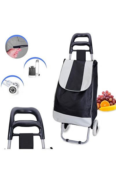 Generic عربة تسوق منزلية محمولة وقابلة للطي سعة 45 لتراسود