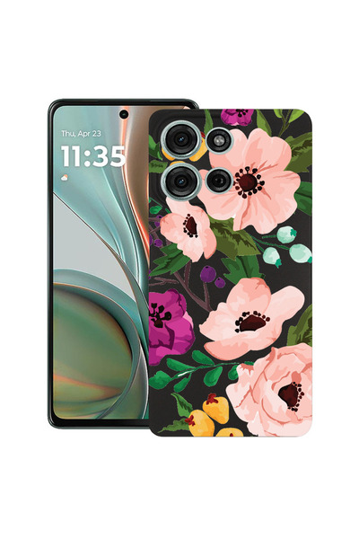 bestcase Carcasă subțire din silicon pentru Motorola Moto G75, flori pastelat...