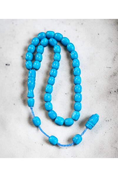 MERCAN-I ALA سبحة كهرمانية تركوازية مطلية يدويًا بطول الكاحل بنمط أسطوري من ا...