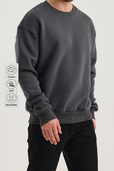 COMBİNE MİCHAİL Чоловічий велосипедний комір, вільний крій, димчастий світшот