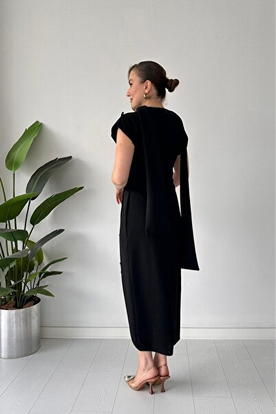 MaziButik Scarf Dress Black