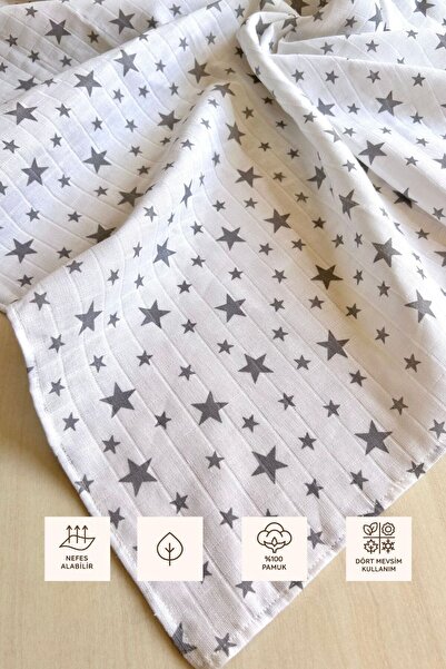 Sevza Kids Multi-Purpose 2-Piece Muslin Blanket & Throw, 100% Cotton Dreamy Collection Yıldız