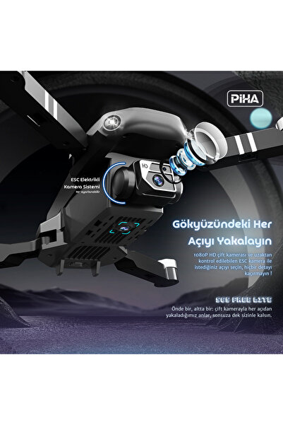 piha S65 Free Lıte – 2 Batarya, 30 Dakika Uçuş, 1080P Çift ESC Kamera, Fırçasız Motorlu Drone