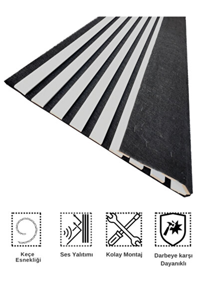 DECOALA MDF Ahşap Akustik Puvar Paneli 60X275 cm- Soft Gri