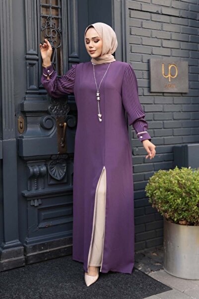 N.S NEVA STYLE طقم ملابس محتشمة مكون من قطعتين مع قلادة أرجوانية 76161LILA