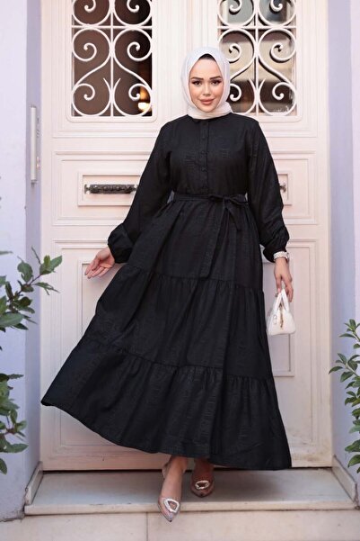 N.S NEVA STYLE Μαύρο φόρεμα με κουμπιά 30391S