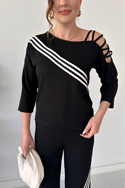 MaziButik Shoulder Design Double Suit Black