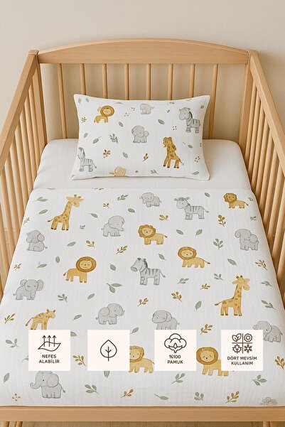 Sevza Kids %100 Pamuk 2'li Müslin Örtü - Yastık Kılıfı - Bebek Nevresim Seti ...