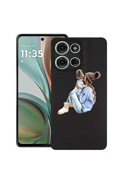bestcase Carcasă subțire din silicon pentru Motorola Moto G75, Mamă fată cu b...