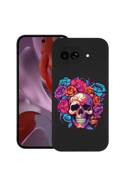 bestcase Slim Silicon Case For Google Pixel 9a, Dream Colors - Skull and Roses, 1926335 B 1576
