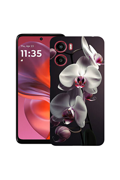 bestcase Тънък силиконов калъф за Motorola Moto E15 / Moto G05, бяла орхидея,...