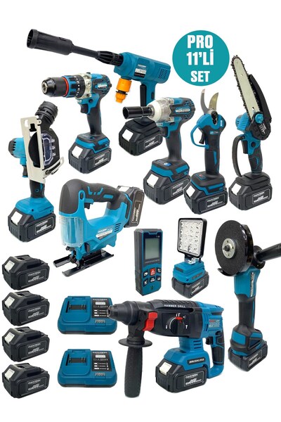 Genel Markalar DawreekTech 11'li Şarjlı Pro Set Kırıcı-Taşlama-Matkap-Budama ...