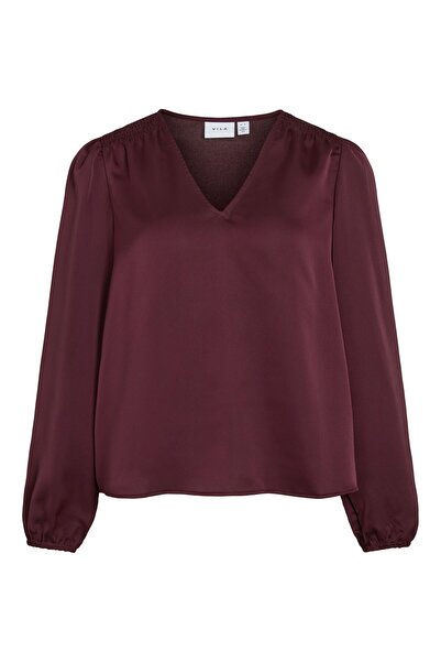 VILA Oberteil mit langen Ärmeln VIELLETTE V-Ausschnitt