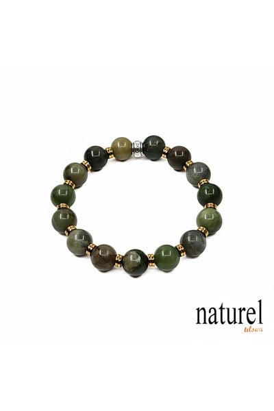 Naturel Tılsım سوار من حجر اليشم الطبيعي مقاس 10 ملم