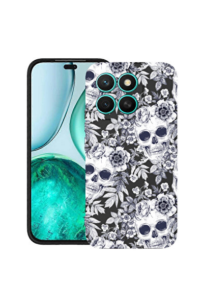 bestcase Carcasă subțire din silicon pentru Honor X8C, cu craniu alb-negru, 1...