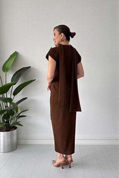 MaziButik Scarf Dress Brown