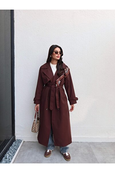 ESRAHELVACI Double-Breasted Collar Belted Long Trench