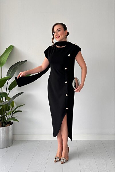 MaziButik Scarf Dress Black