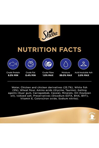 SHEBA Premium Chicken, Cat-Food with Real Chicken Taste, Essential Vitamins and Minerals, Pack of 12