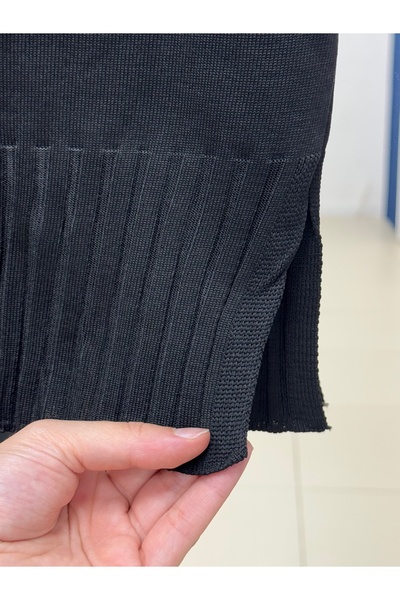 BENAHOLL Lamisa Cold Rope Tunic with Sleeves and Six Ribbed Bottoms-Sy3191 Black