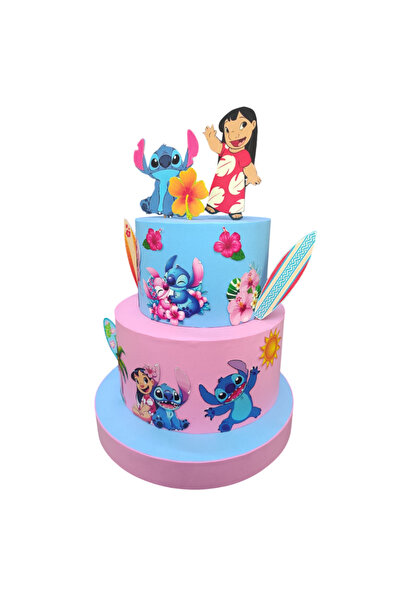 Genel Markalar Lilo & Stitch Temalı 2 Katlı Maket Pasta – Parti ve Dekoratif ...