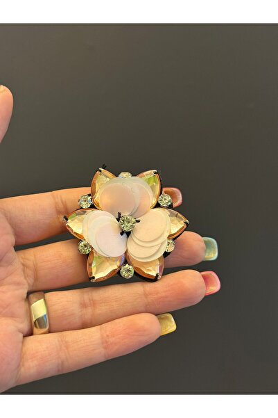 Gönülden Tasarım YAVRUAĞZI ÇİÇEK BROŞ YAKA İĞNESİ GİYİM AKSESUARI 4X4 CM