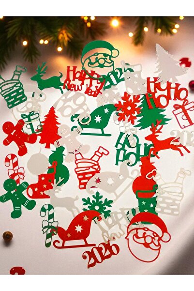 Armada Yılbaşı Temalı 50’li Masa Konfeti Noel Baba Kardan Adam Geyik Kurabiye...