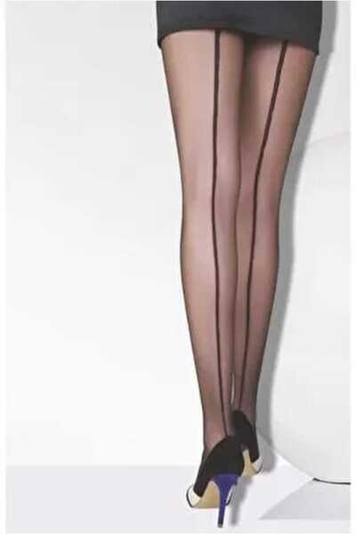 Monalisa Home Gösterişli Siyah Renk 2 Beden Arkası Desenli Kilotlu Çorap