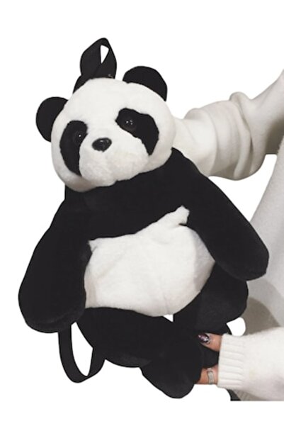 The Casius. Panda Bear-Shaped Backpack, Plush Material, 38 x 13 x 24 cm, Blac...