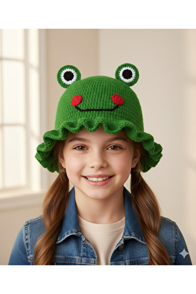 Talinhandmade قبعة الضفدع المحبوكة من القطن العضوي (8-10 سنوات) - ناعمة، قابل...