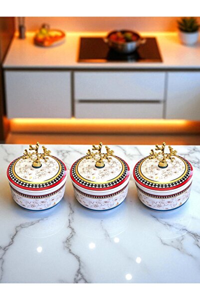 ferayhome Kitchen Accessory 3-Piece Breakfast Storage Container Spice Rack Sugar Bowl Butterfly Pattern Gold - Feray Home