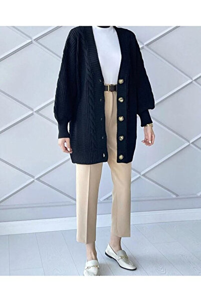H&E LUXURY DESIGN Kadın V Yaka Triko Hırka
