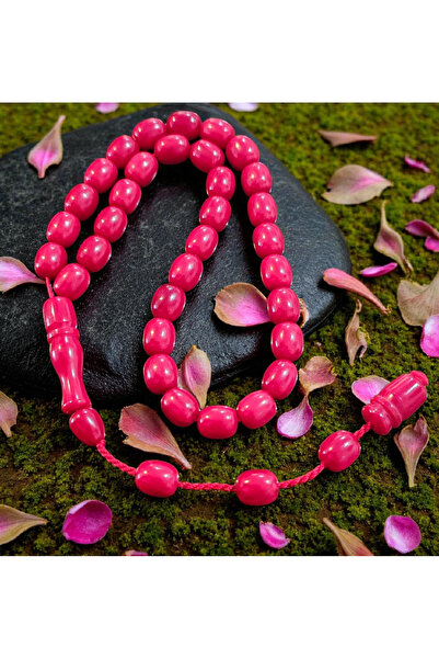 MERCAN-I ALA سبحة كهرمانية مطلية باللون الكرزي بطول الكاحل مع نظام التوقيت ال...