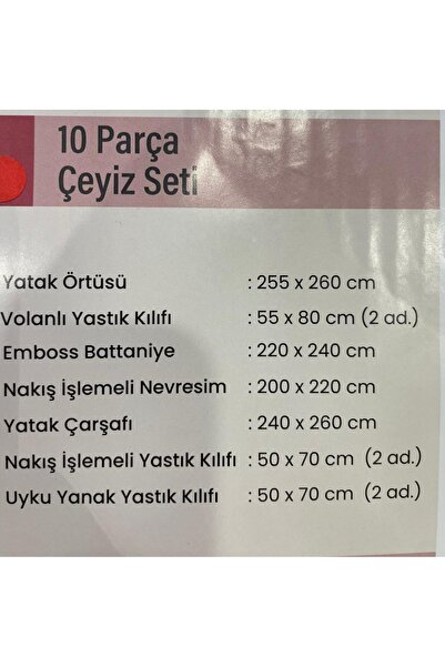 HANIMELİELÖRGÜSÜ 11 PARÇA ÇEYİZ PAKETİ