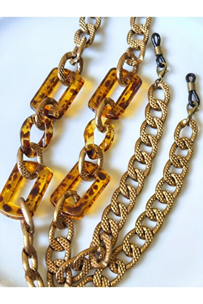 THİNBLACK Glasses Chain Antique Gold Color Thick Chain Acylic Strap for Thick-Ended Glasses