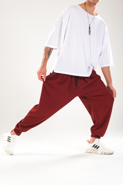 COCOPELLI Corduroy Pleated Burgundy Shalwar Pants