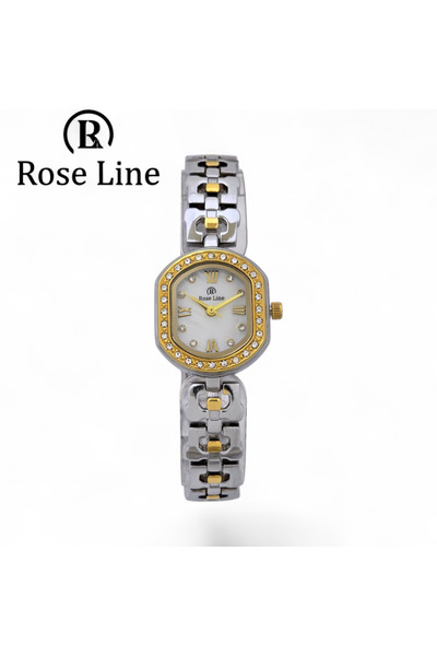 Roseline ساعه نسائيه ماركه الاصلي باللون الفضي والذهبي المطعم