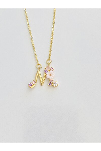 Ustaeller ÇELİK KOLYE KİŞİYE ÖZEL HARFLİ M HARFİ GOLD RENGİ KOLYE