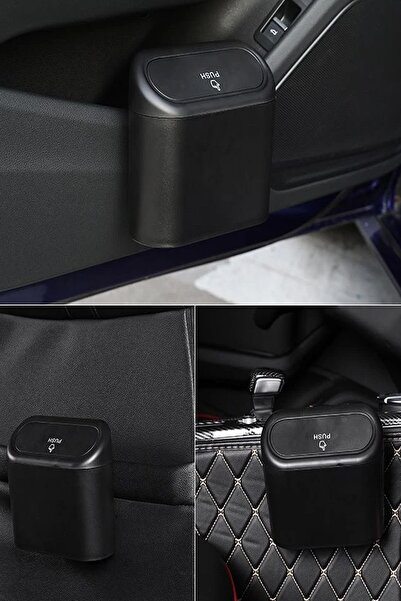 MasterCar Auto Trash Can Organizer with Lid Car Trash Bin Black Auto Trash Can with Lid Ashtray