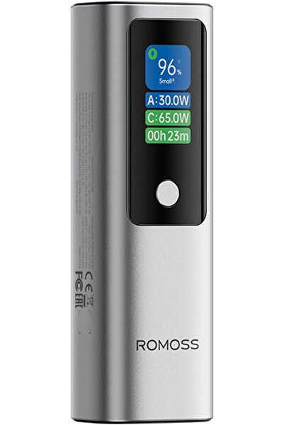 Romoss بطارية PPU10 PB سعة 10000 مللي أمبير/ساعة، شاشة رقمية ذكية، مدخلين USB-C بقدرة 90 وات/مخرج 100 وات + مخرج USB-A بقدرة 30 وات، فضية