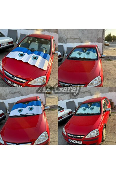 as garaj GÖZ ŞEKLİNDE MAVİ KARTON DEKOR ÖN CAM GÜNEŞLİK