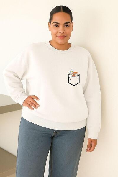 BENROMA 3-нишка джърси джоб с принт на маргаритки, голяма унисекс блуза