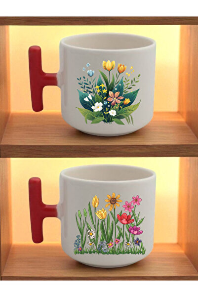 lili hediyelik طقم من كوبين للاتيه بتصميم الزهور - أفكار هدايا للرجال والأحبا...