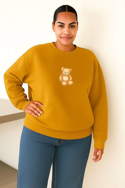 DM DOLCE MORE SWEATSHIRT UNISEX MĂRIME MARE CU IMPRIMARE BEAR